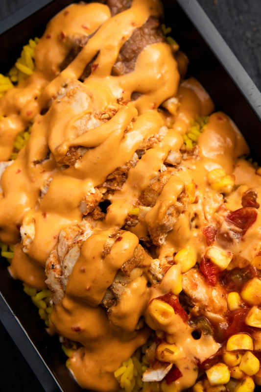 2. Fajita Chicken Bowl, Refried Beans, Pico-De-Gallo