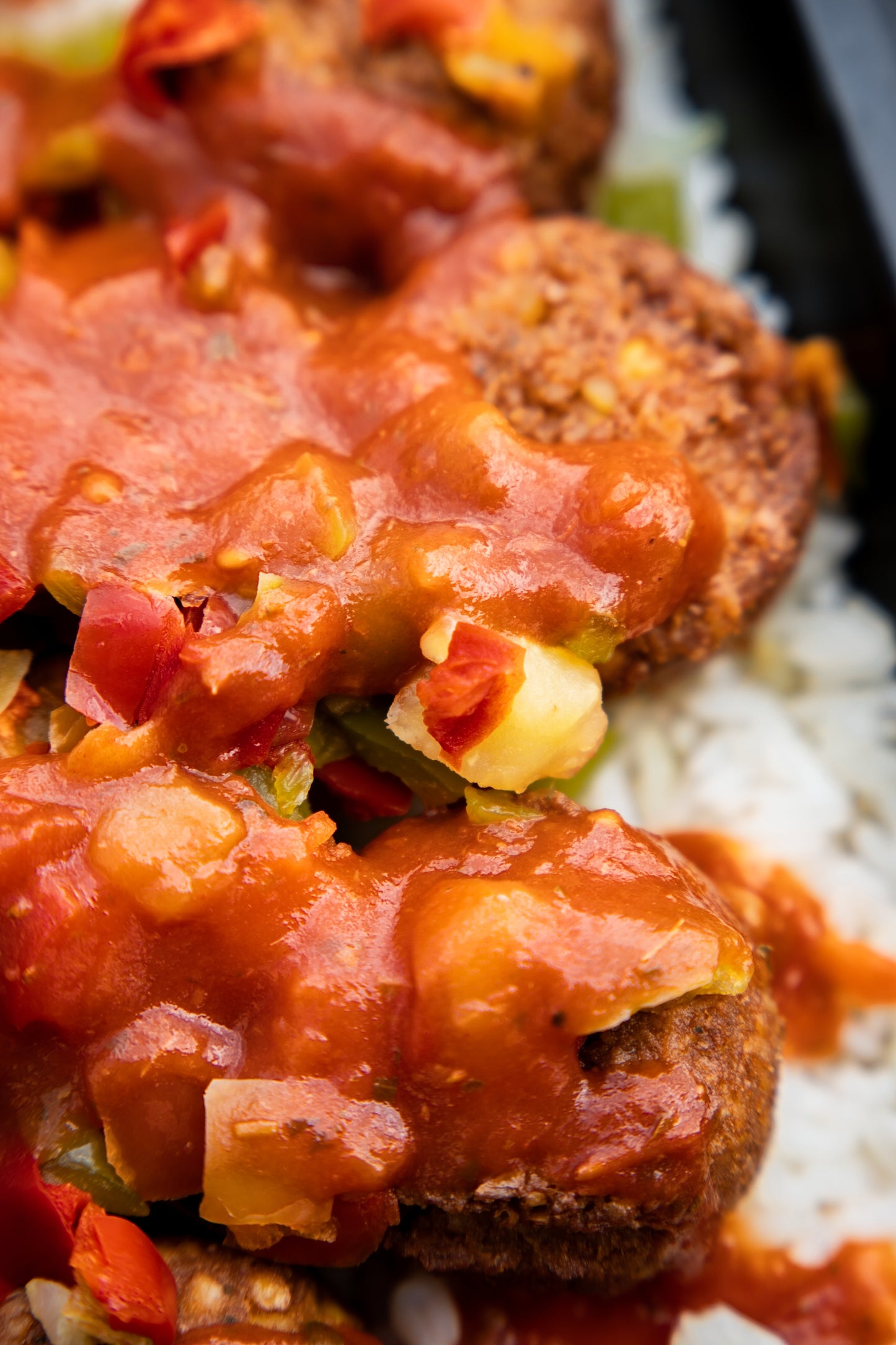 2. Falafel Bites, Basmati Rice, Mixed Peppers, Italian Sauce