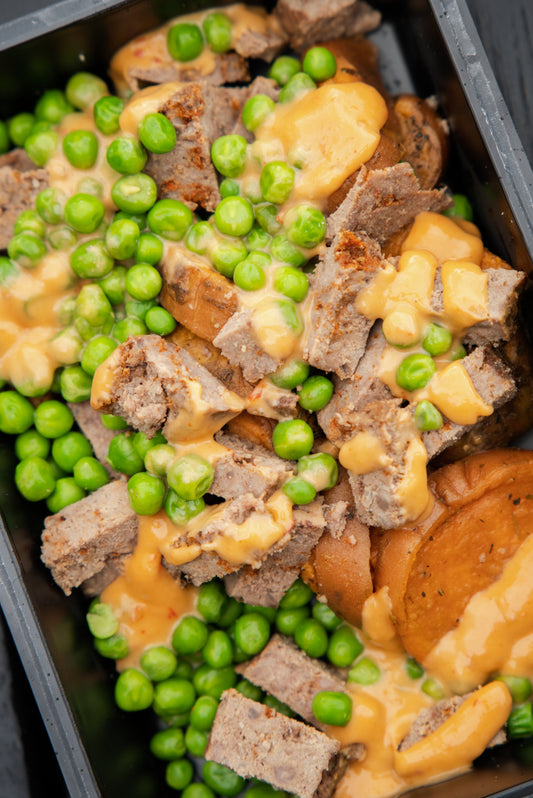 3. Beef Sliders, Sweet Potato, Garden Peas, Chipotle Sauce