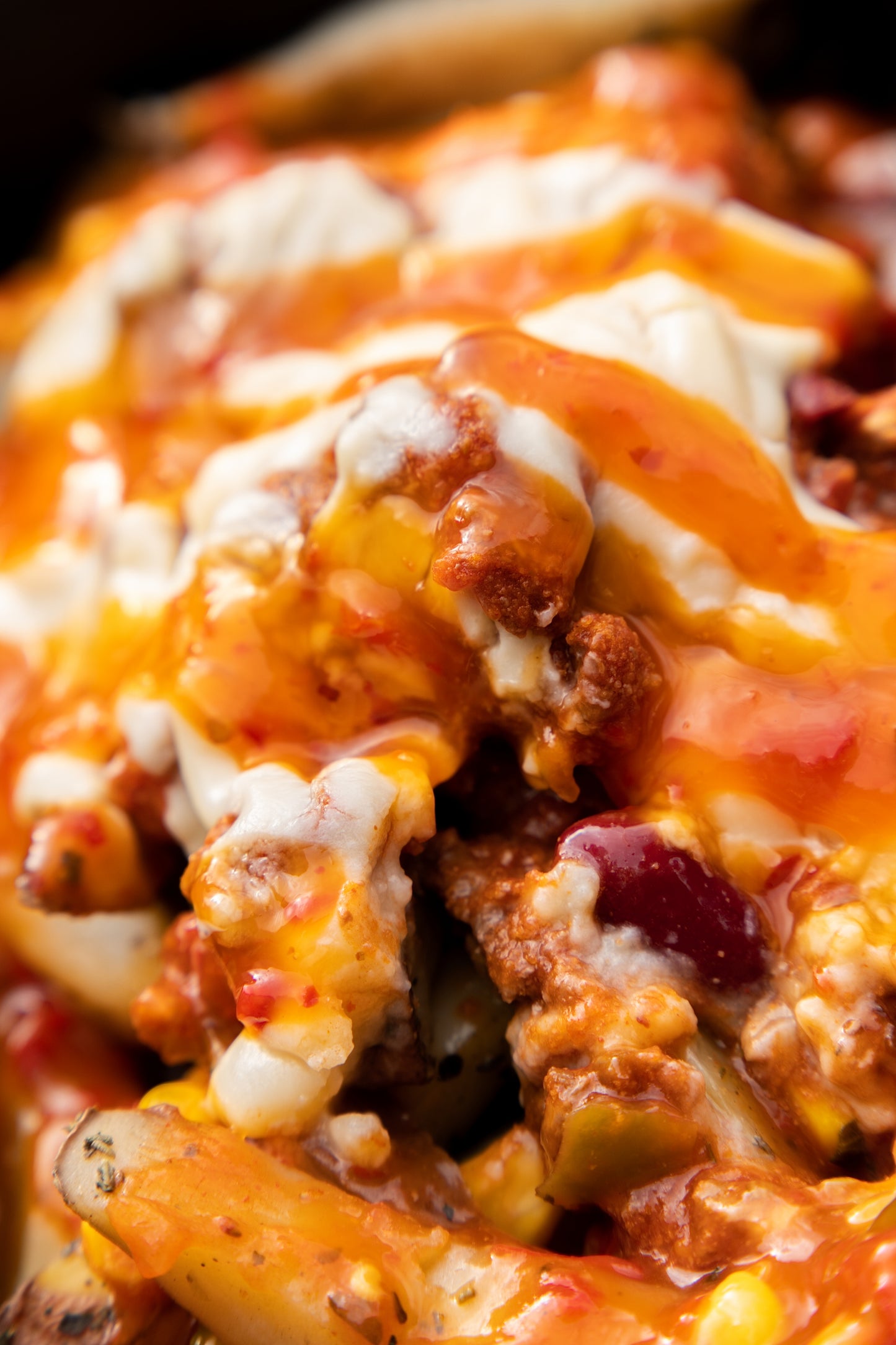 1. Beef Chilli Cheese Fries, Pico-De-Gallo, Jalapeños, Sweet Chilli