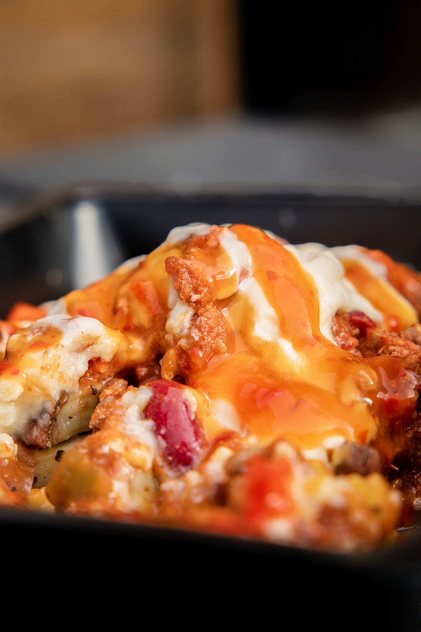 1. Beef Chilli Cheese Fries, Pico-De-Gallo, Jalapeños, Sweet Chilli