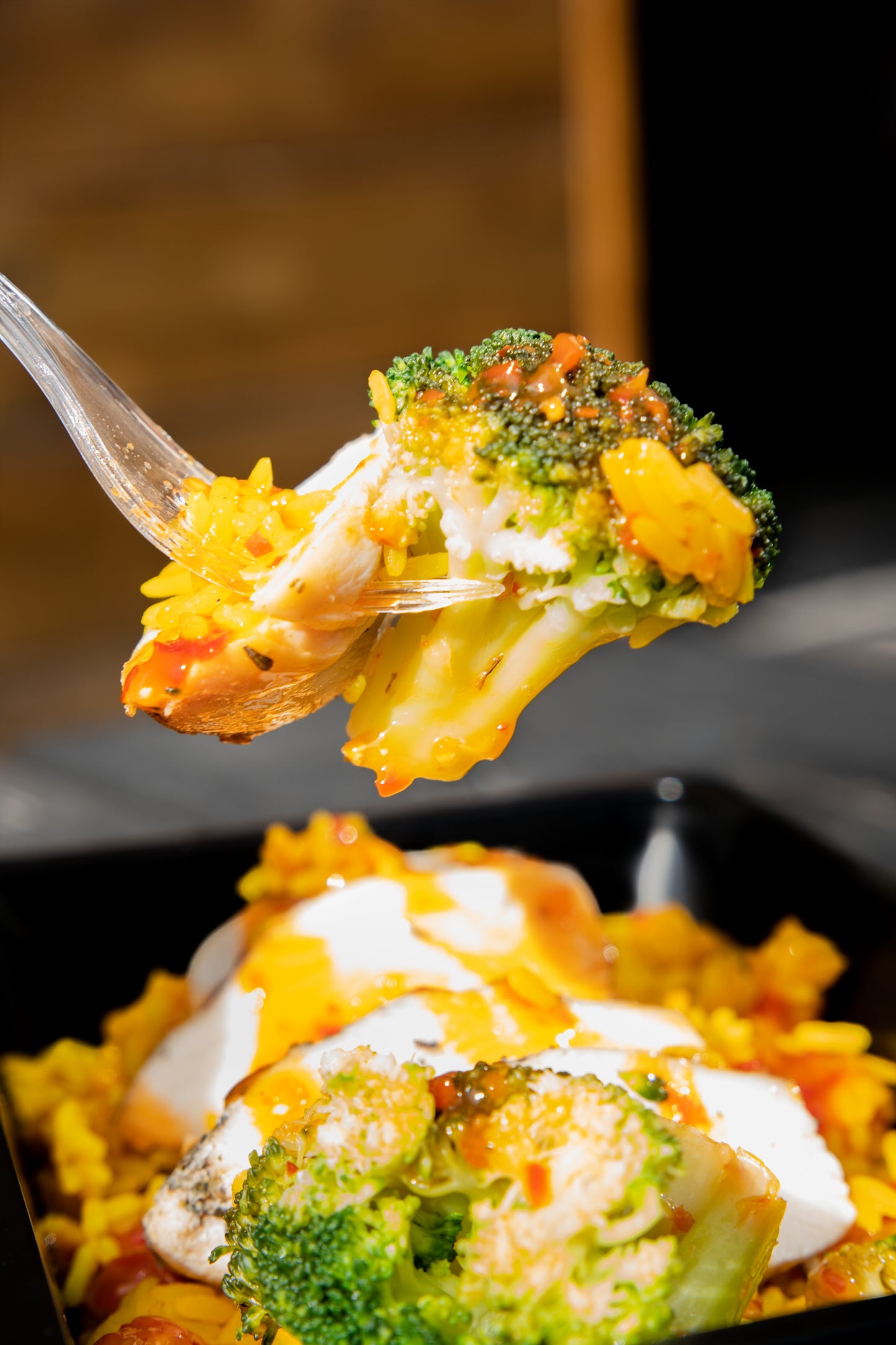 2. Chicken Breast, Mexican Spicy Rice, Broccoli, Sweet Chilli Sauce