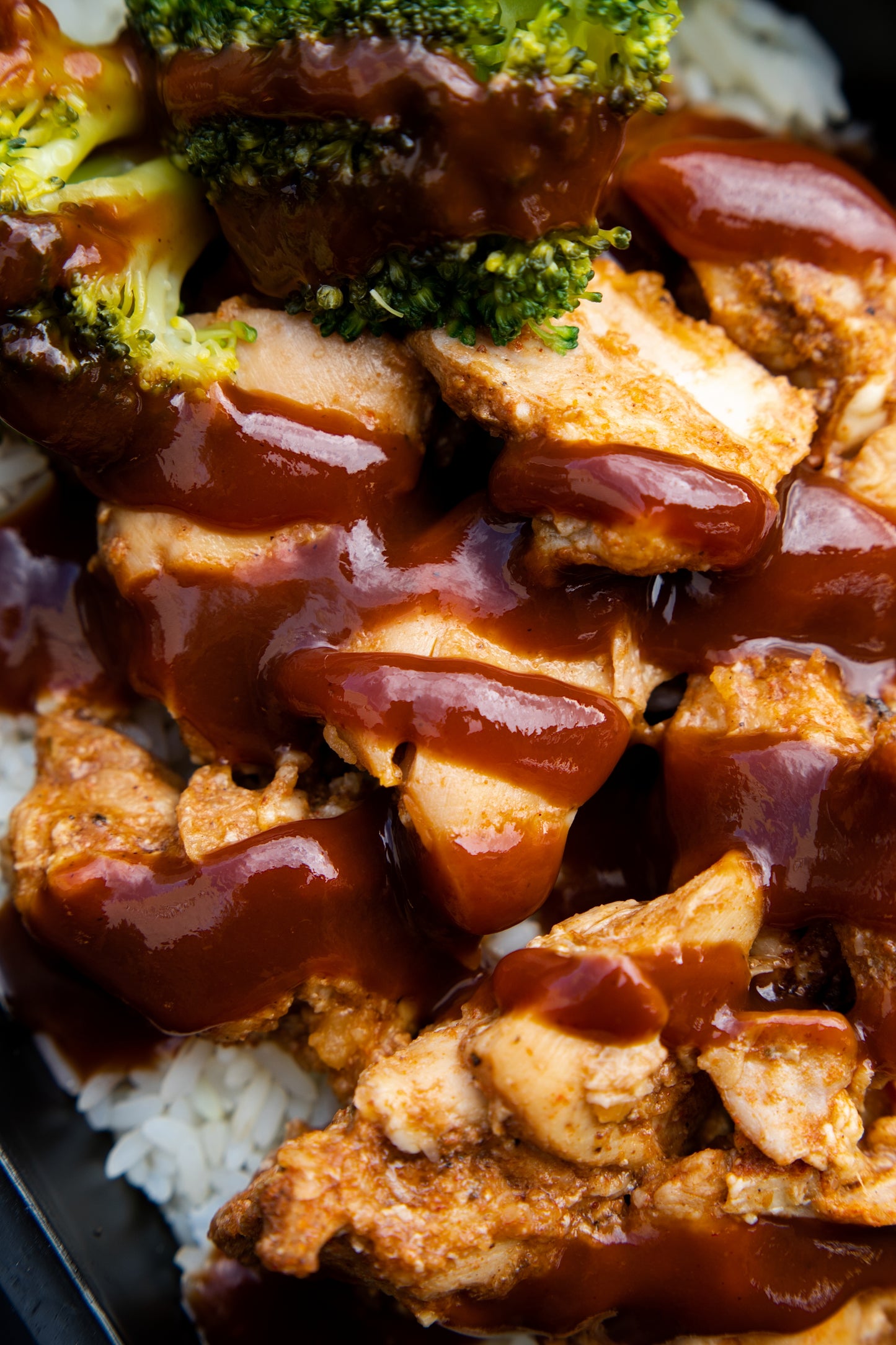 10. BBQ Chicken Thighs, Basmati Rice, Broccoli, BBQ Sauce
