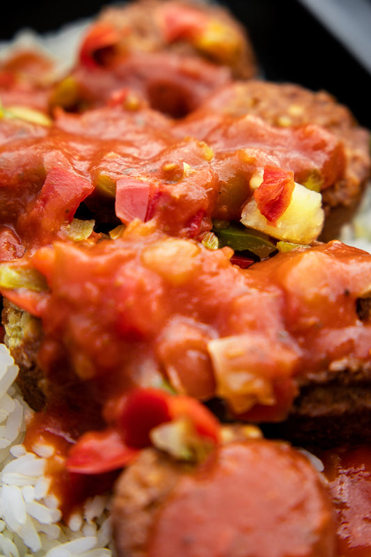 2. Falafel Bites, Basmati Rice, Mixed Peppers, Italian Sauce