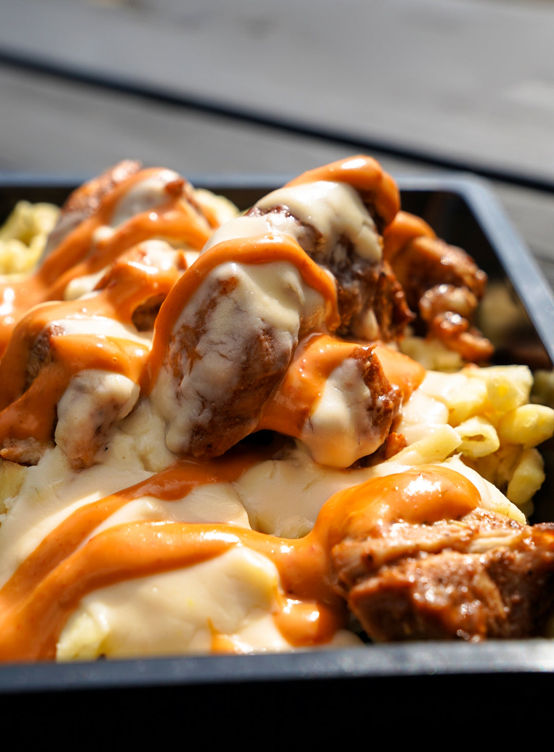 3. Jerk Chicken Mac & Cheese, Chipotle Sauce