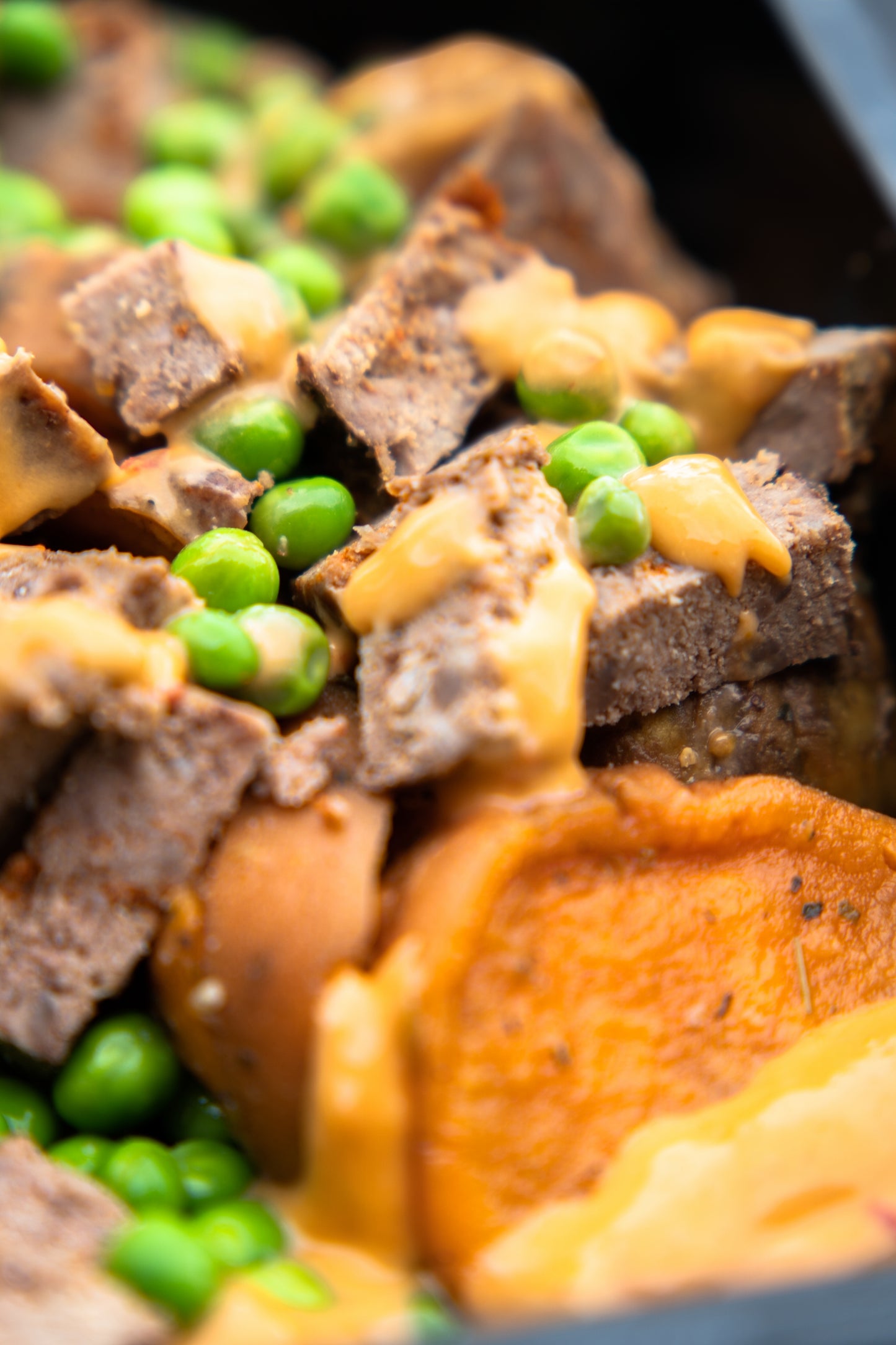 3. Beef Sliders, Sweet Potato, Garden Peas, Chipotle Sauce